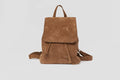 Suede Leather Backpack with Flap Closure