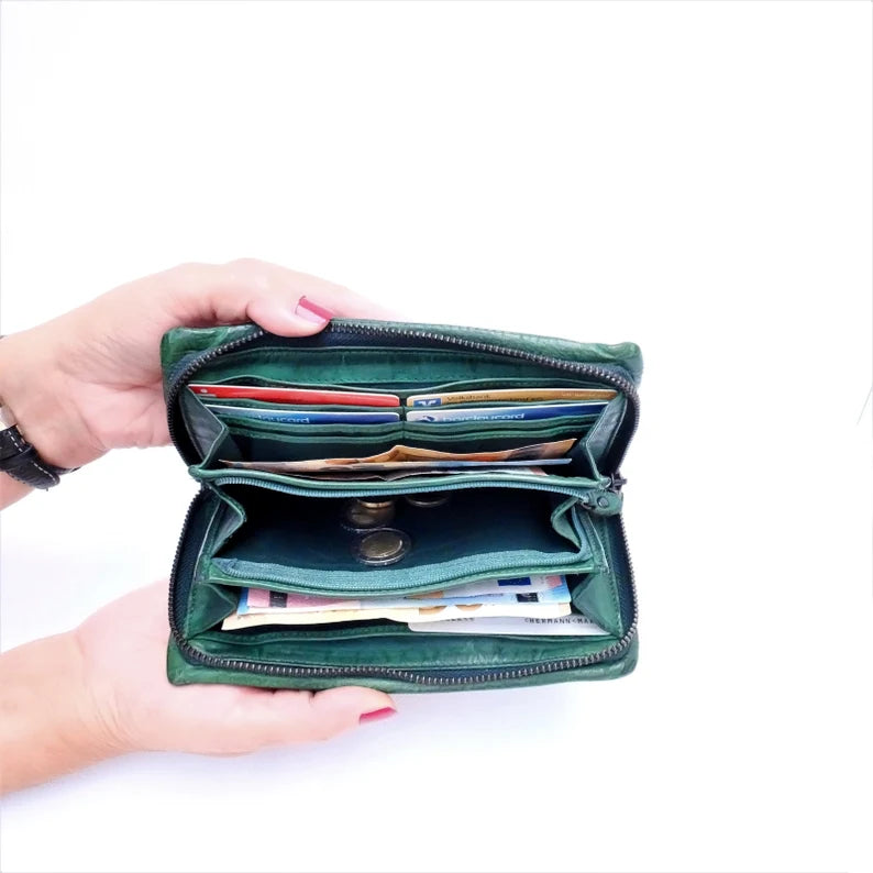 Minimalist Leather Zip Wallet