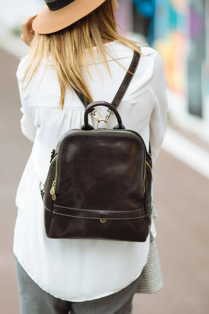 Classic Leather Mini Backpack with Top Handle