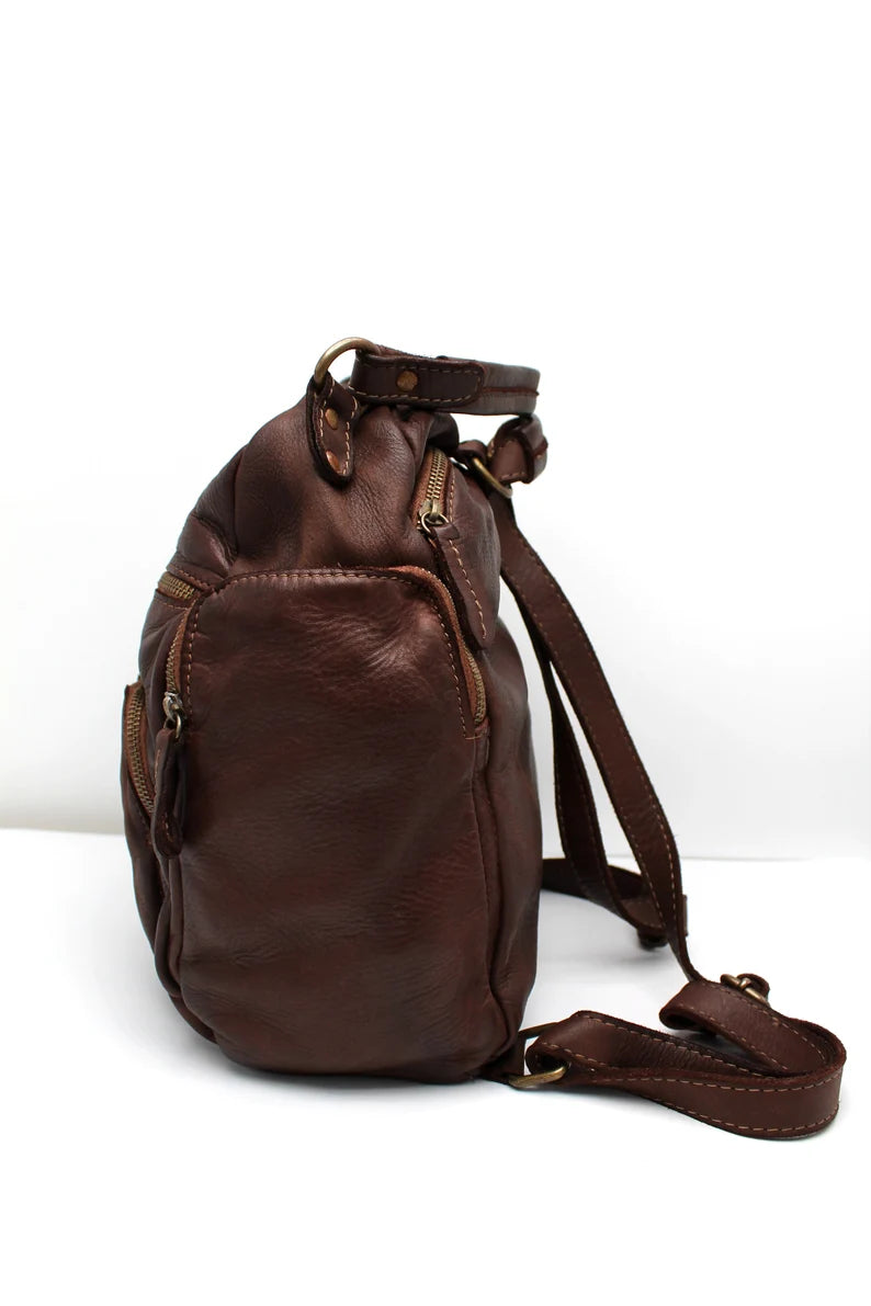 Convertible Leather Backpack and Shoulder Bag
