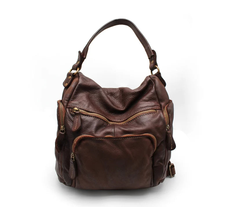 Convertible Leather Backpack and Shoulder Bag