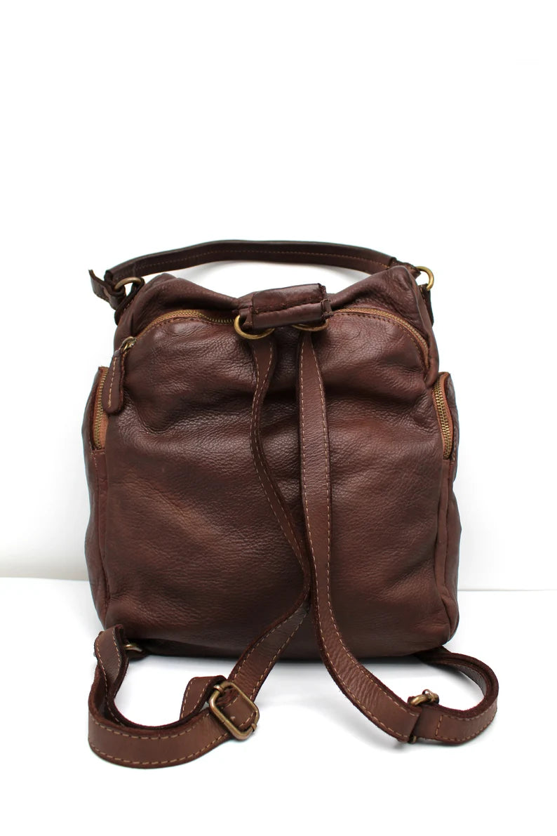 Convertible Leather Backpack and Shoulder Bag