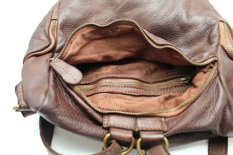 Convertible Leather Backpack and Shoulder Bag