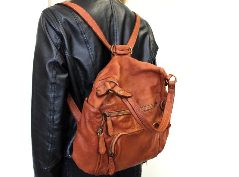 Convertible Leather Backpack and Shoulder Bag