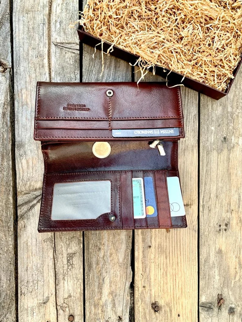 Elegant Leather Long Wallet
