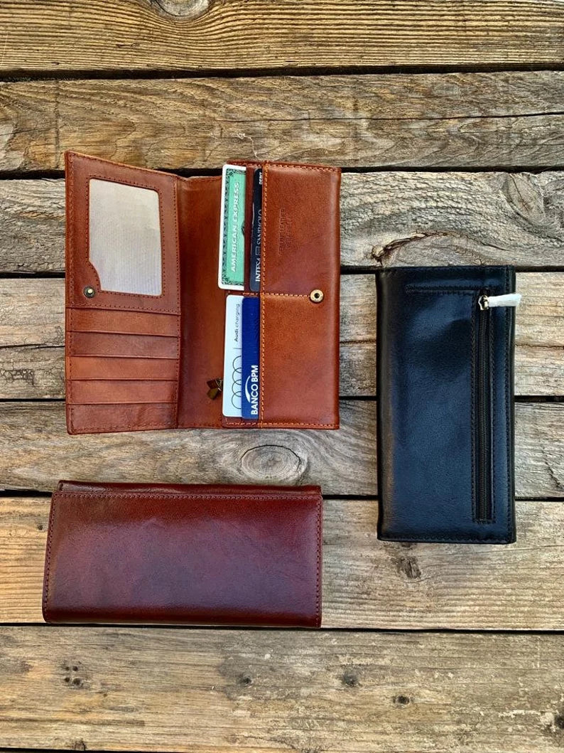 Elegant Leather Long Wallet