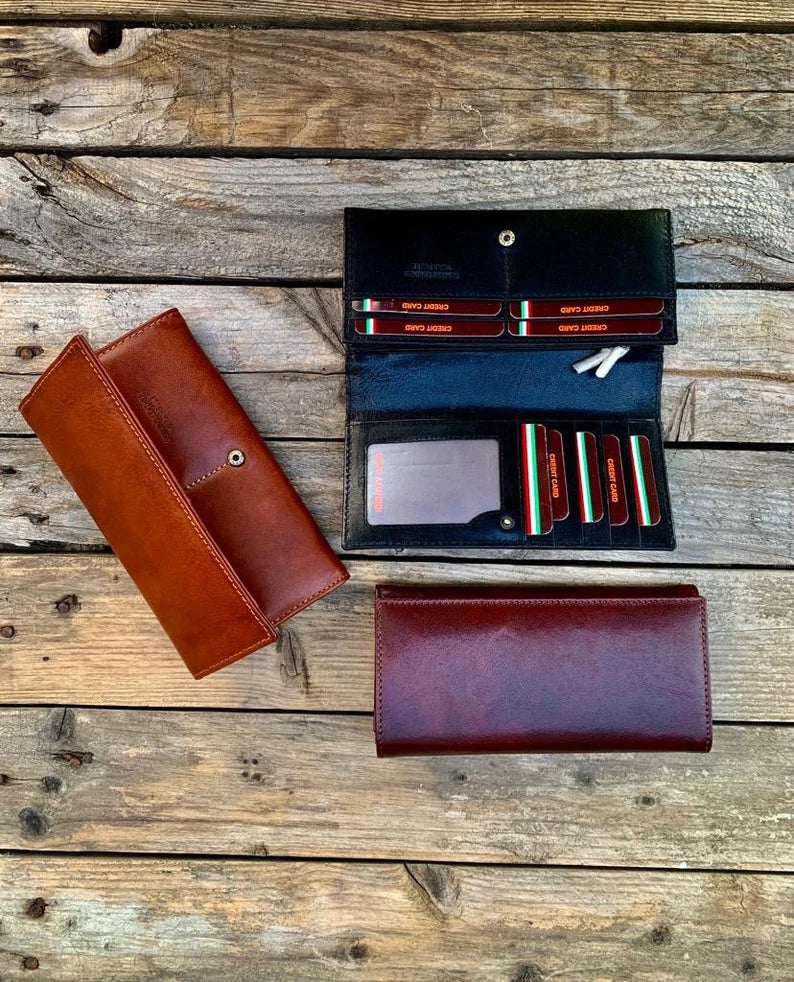 Elegant Leather Long Wallet