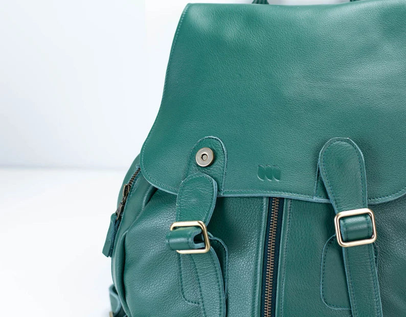 Elegant Leather Backpack with Zip Closure