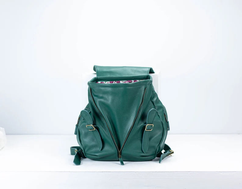 Elegant Leather Backpack with Zip Closure
