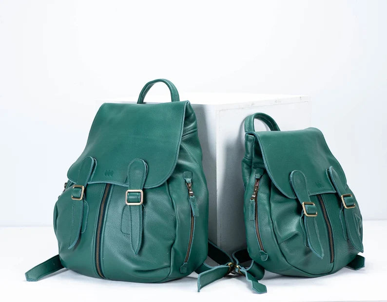 Elegant Leather Backpack with Zip Closure