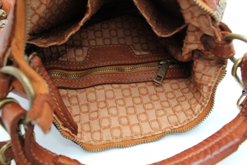 Soft Leather Shoulder Bag with Studded Details