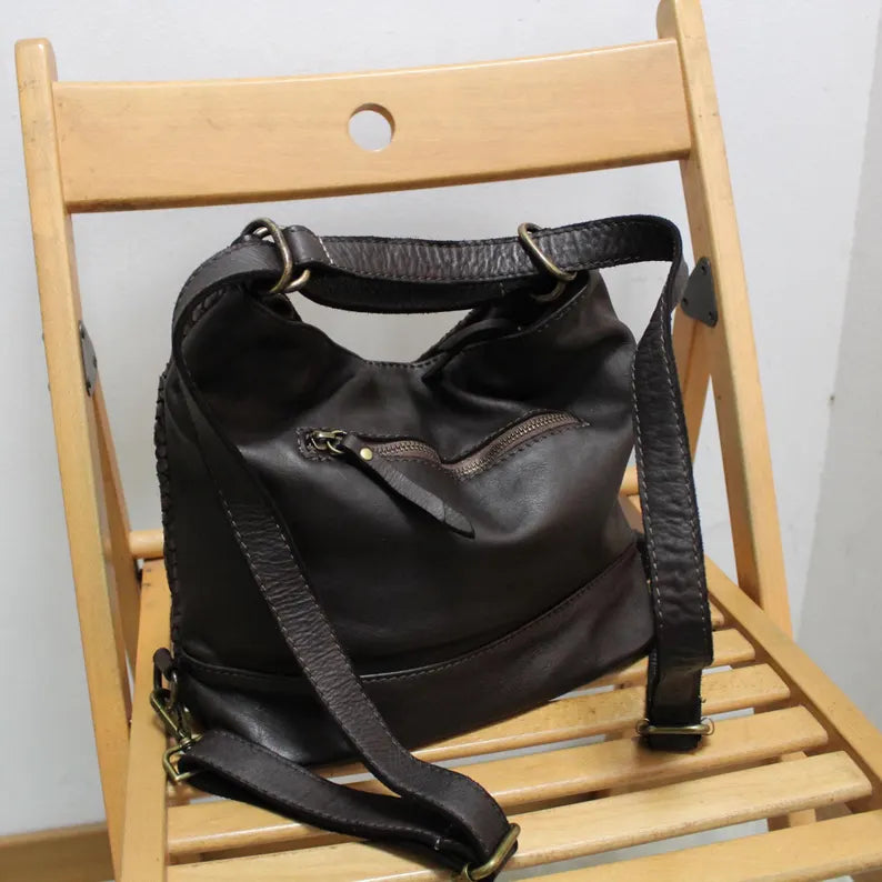 Soft Leather Convertible Shoulder Bag