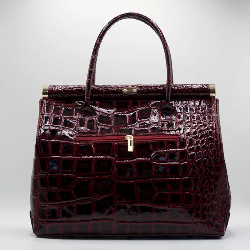 Croc-Embossed Luxury Top Handle Handbag