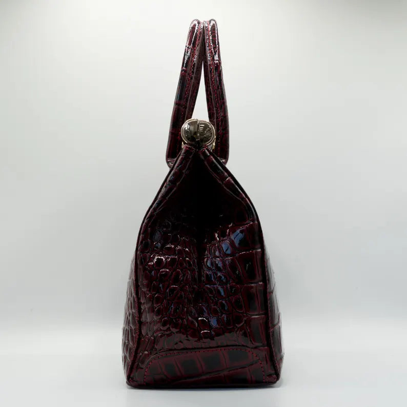 Croc-Embossed Luxury Top Handle Handbag