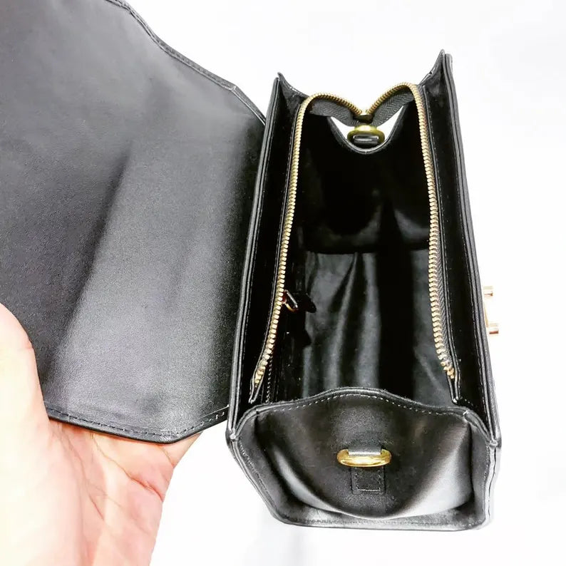 Structured Leather Handbag with Top Handle