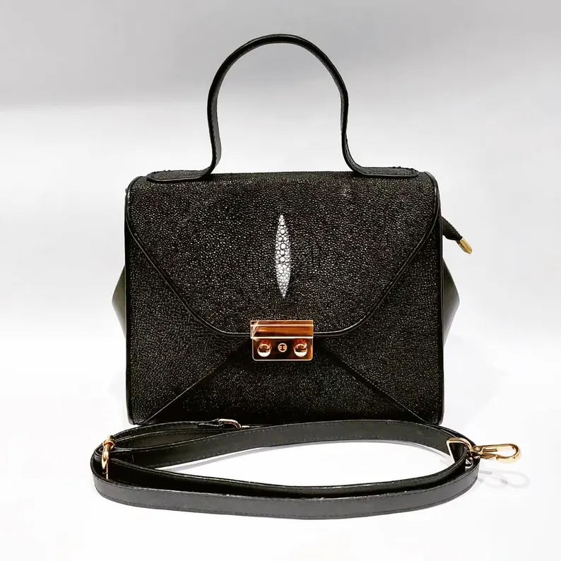 Structured Leather Handbag with Top Handle