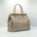 Croc-Embossed Luxury Top Handle Handbag