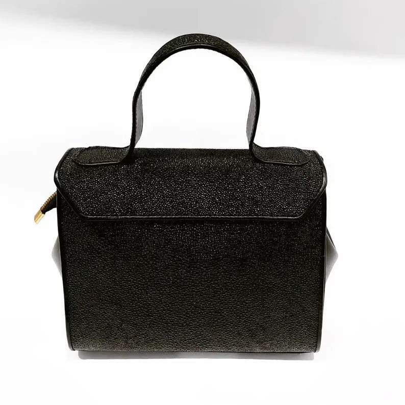Structured Leather Handbag with Top Handle