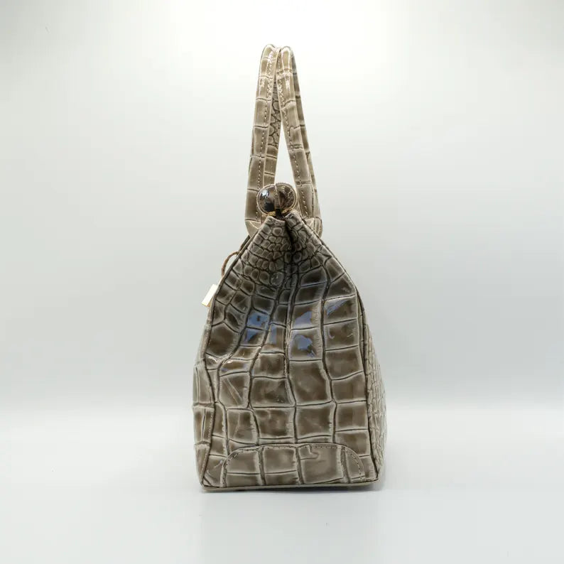 Croc-Embossed Luxury Top Handle Handbag