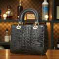 Luxury Croc-Embossed Top Handle Handbag with Shoulder Strap