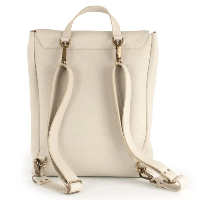 Minimalist Leather Backpack with Flap Closure