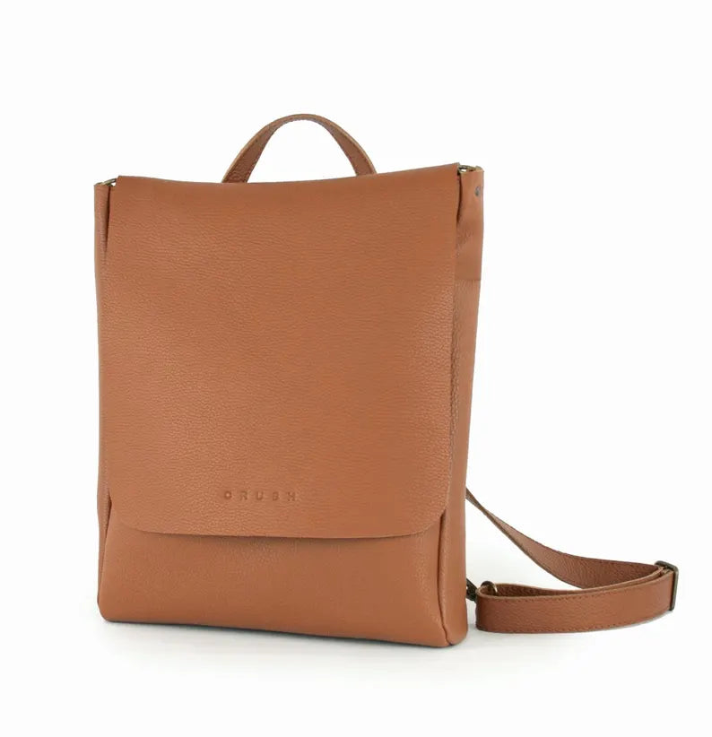Minimalist Leather Backpack with Flap Closure