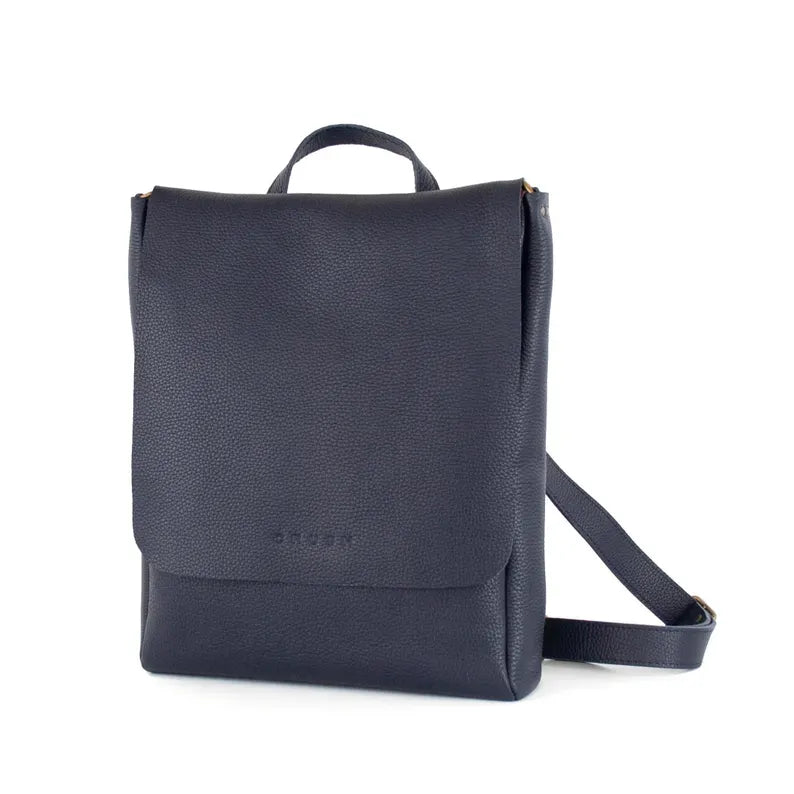 Minimalist Leather Backpack with Flap Closure