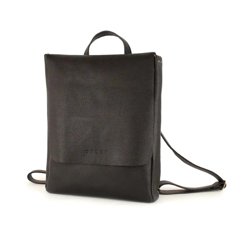 Minimalist Leather Backpack with Flap Closure