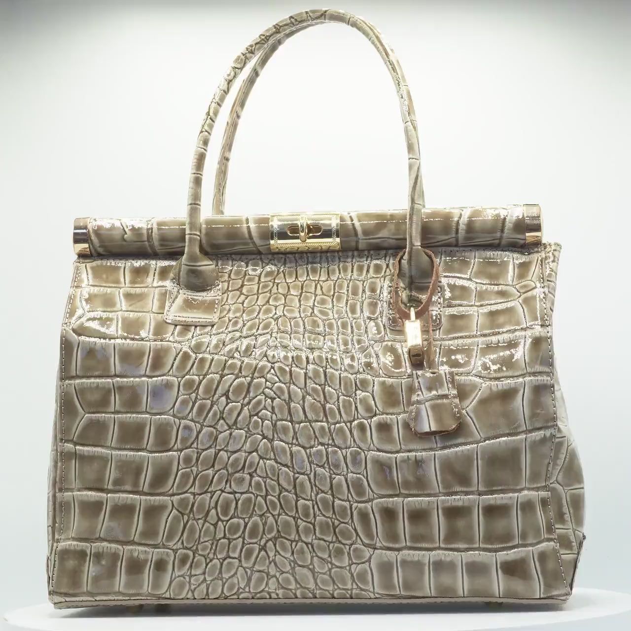 Croc-Embossed Luxury Top Handle Handbag